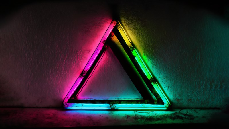 AI Art, Neon, Triangle, Simple Background Wallpaper