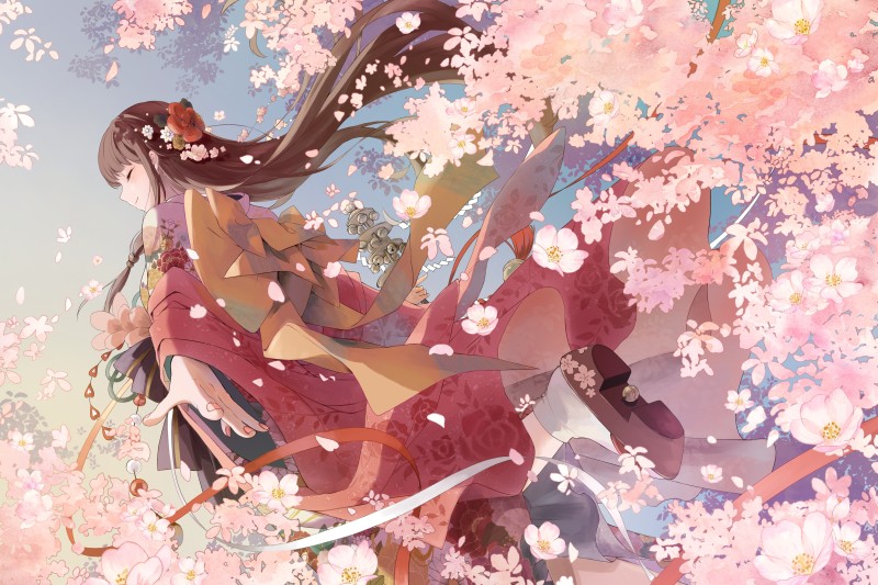 Anime, Anime Girls, Petals, Flowers Wallpaper