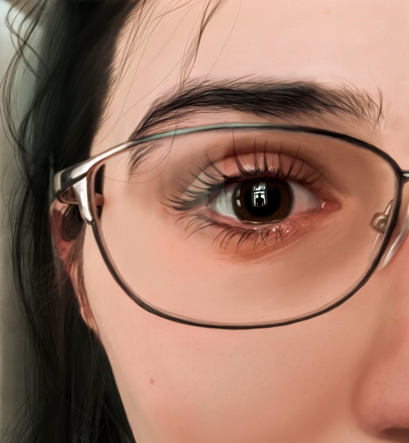 Drawing, Eyes, Face, Glasses, Reflection, Looking at Viewer Wallpaper