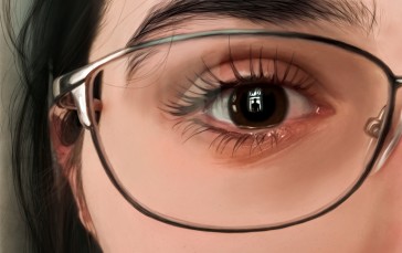 Drawing, Eyes, Face, Glasses, Reflection, Looking at Viewer Wallpaper