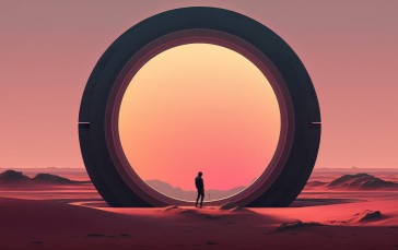 Illustration, Circle, Science Fiction, Sunset Wallpaper