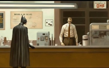 AI Art, Batman, Cafe, Superhero Wallpaper