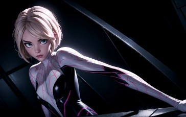 AI Art, Gwen Stacy, Spider-Woman, CGI, Digital Art, Short Hair Wallpaper