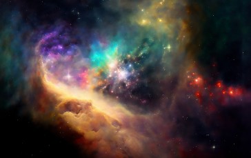 AI Art, Space, Nebula, Colorful Wallpaper