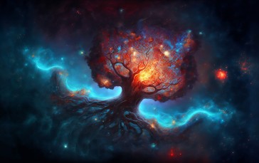 Illustration, Trees, Galaxy, Universe, Stars Wallpaper