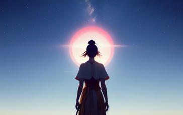 Anime Girls, Stable Diffusion, AI Art, Sun Wallpaper