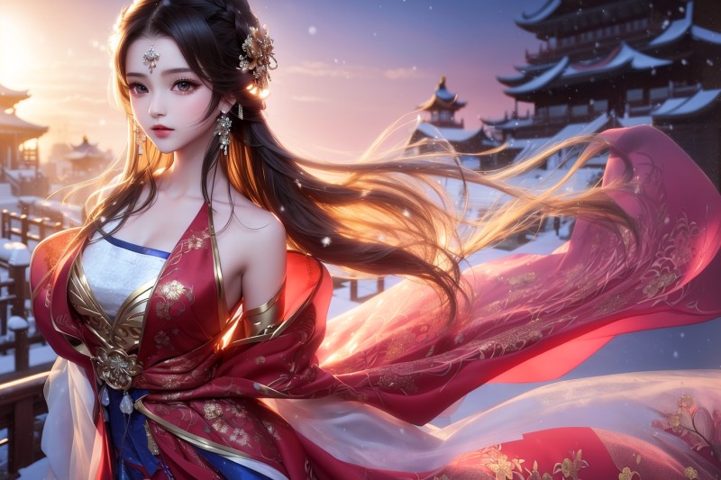 AI Art, Women, Asian, Dress Wallpaper