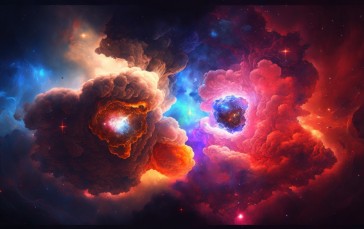 AI Art, Space, Nebula, Clouds, Colorful Wallpaper