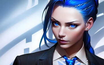 Stable Diffusion, 4K, Blue, Blue Hair, Blue Eyes Wallpaper