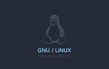 GNU, Minimalism, Blue Background, Tux Wallpaper