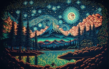 Clouds, Night, Sky, AI Art, Uomi Wallpaper