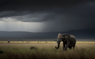 AI Art, Elephant, Kenya, Savannah, Storm Wallpaper
