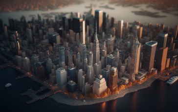 AI Art, City, Tilt Shift, Cityscape Wallpaper