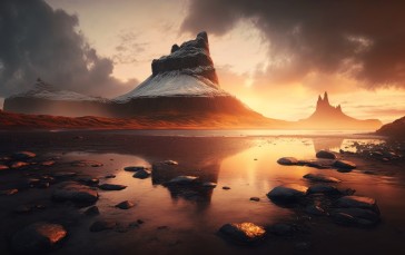 AI Art, Mountains, Landscape, Lake Wallpaper