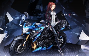 Anime Girls, SuGi, Original Characters, Motorcycle, Bodysuit Wallpaper