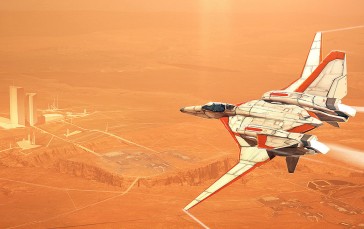 Jet Fighter, Mars, Science Fiction, Ronan Le Fur, Robotech Wallpaper