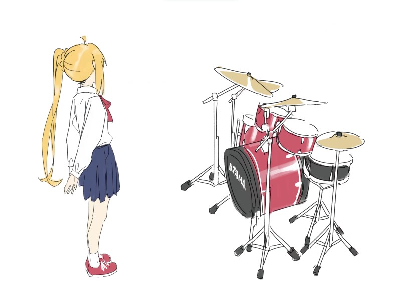 Nijika Ijichi, Anime Girls, Simple Background, White Background, Minimalism Wallpaper