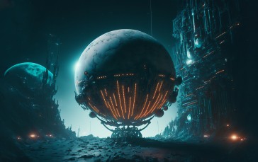 AI Art, Sphere, Science Fiction, Space Wallpaper