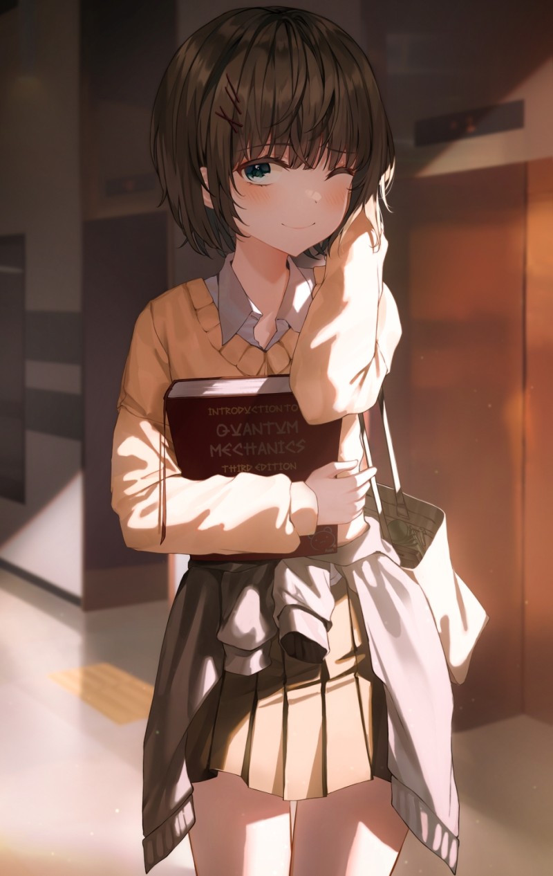 Anime, Anime Girls, Portrait Display, One Eye Closed, Schoolgirl, School Uniform Wallpaper