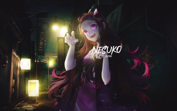 Kimetsu No Yaiba, Anime Girls, Anime, Night, Kamado Nezuko, Japanese Wallpaper