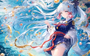 Anime, Anime Girls, Genshin Impact, AI Art, Water, Bubbles Wallpaper