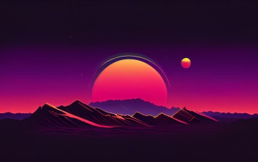 AI Art, Sunset, Illustration, Synthwave Wallpaper
