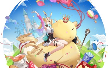 Aura Star, Anime Girls, Crown, Balloon Wallpaper