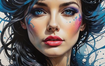 AI Art, Women, Colorful, Face Wallpaper