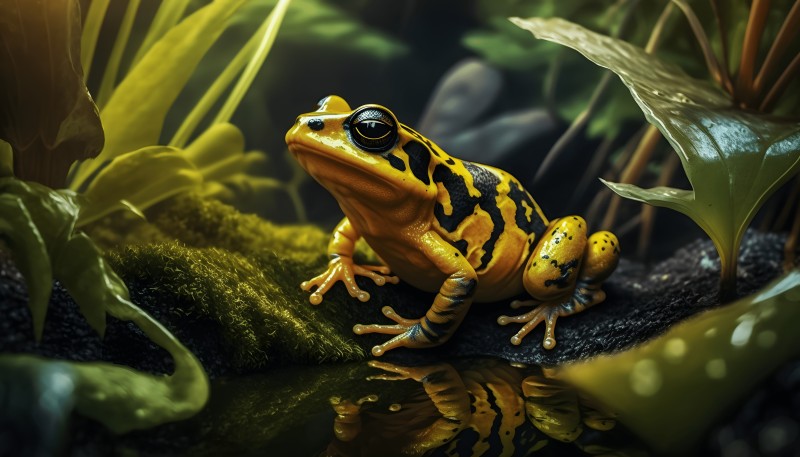 AI Art, Jungle, Frog, Nature Wallpaper