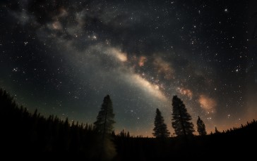 AI Art, Stars, Trees, Galaxy, Sky Wallpaper