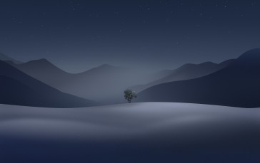 Night, Landscape, Trees, Digital Art Wallpaper