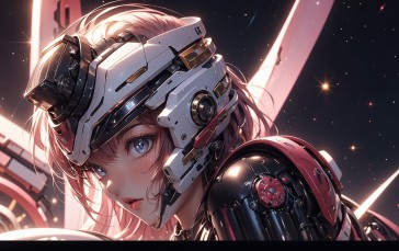 AI Art, Robot, Machine, Pink Wallpaper