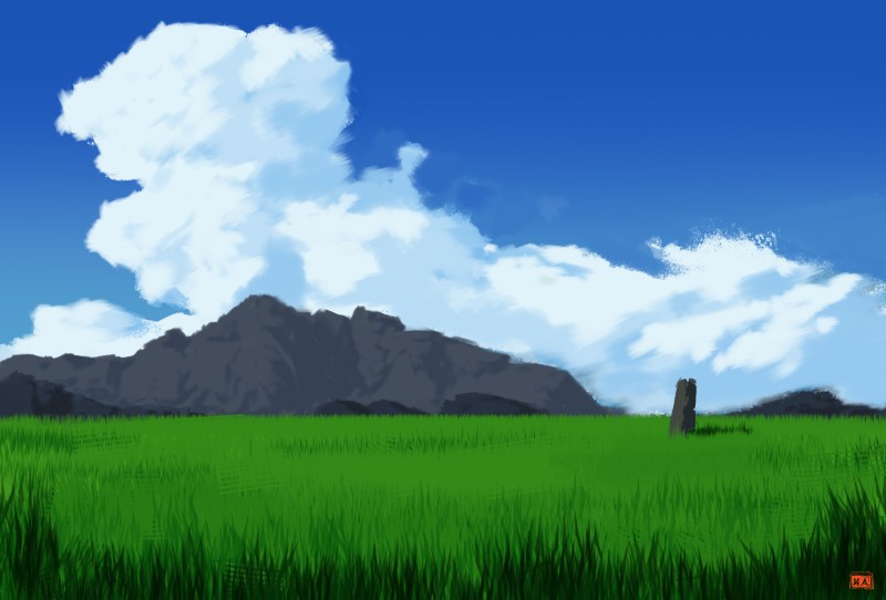 Landscape, Grass, Clouds, Sky Wallpaper