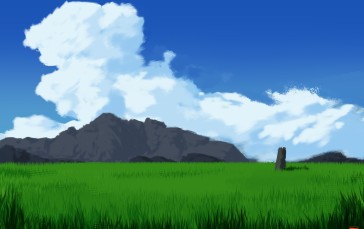 Landscape, Grass, Clouds, Sky Wallpaper