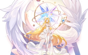 Aura Star, Anime Girls, Wings, Angel Wings, Blonde Wallpaper