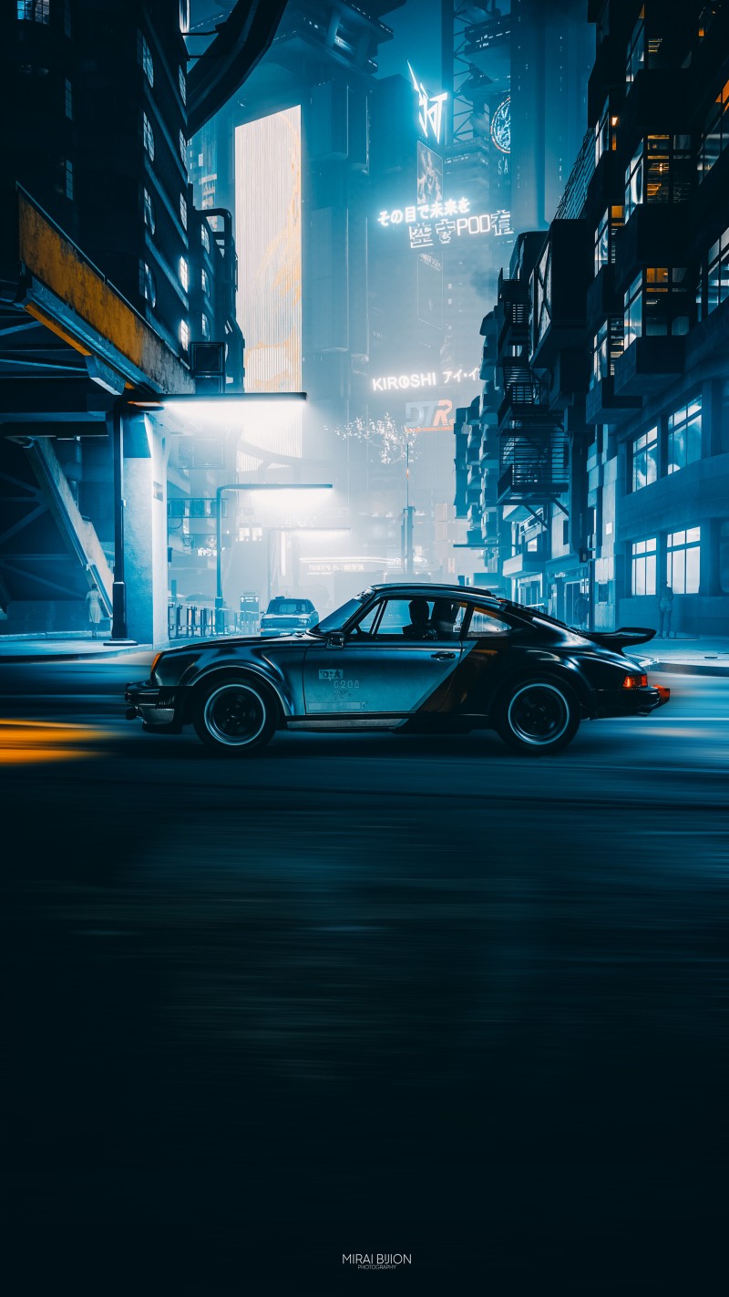 Car, Porsche 991, Cyberpunk, City Lights, City Wallpaper
