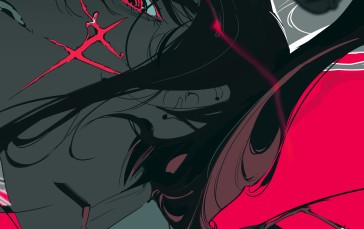 Mitaka Asa (Chainsaw Man), Red Eyes, Long Hair, Black Hair Wallpaper