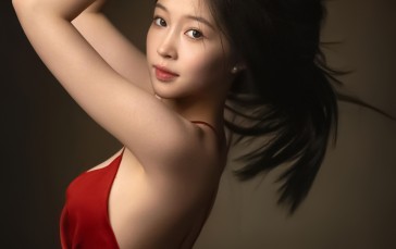 Lee Hu, Women, Asian, Looking at Viewer, Red Dress Wallpaper