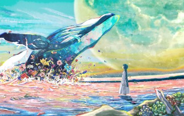 Digital Art, Artwork, Illustration, Anime, Whale, Animals Wallpaper