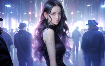 AI Art, Women, Asian, Digital Art, Long Hair, Looking at Viewer Wallpaper