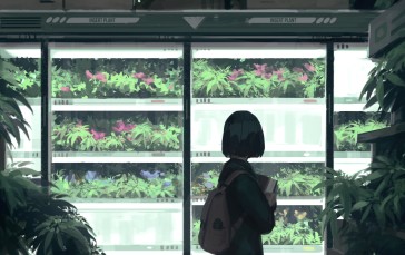 Nature, Flowers, Anime Girls, Backpacks Wallpaper