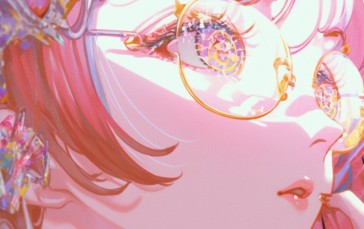 Anime Girls, Short Hair, Pink Hair, Face, Looking Away Wallpaper