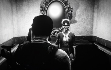 The Evil Within, Horror, Video Games, Mirror, Monochrome Wallpaper