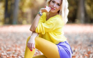 Aleksey Lozgachev, Women, Blonde, Yellow Clothing Wallpaper