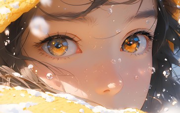 AI Art, Anime Girls, Looking at Viewer, Closeup, Digital Art, Brunette Wallpaper