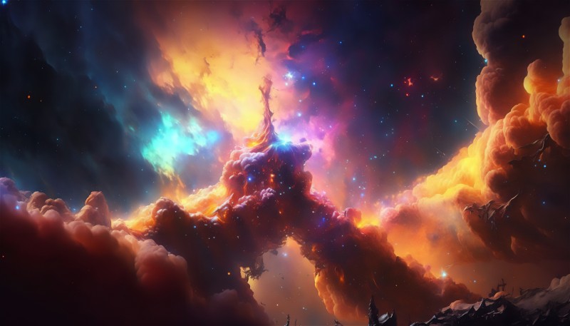 AI Art, Colorful, Clouds, Nebula Wallpaper