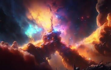AI Art, Colorful, Clouds, Nebula Wallpaper