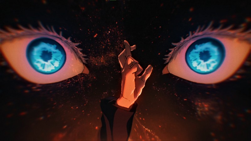 Satoru Gojo, Blue Eyes, Hands, Simple Background, Blurred, Anime Wallpaper