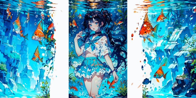 Fish, Water, Sailor Uniform, Sea Wallpaper
