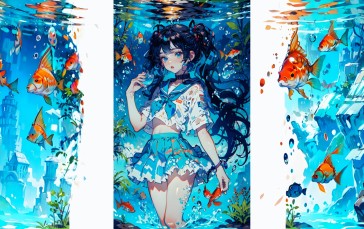 Fish, Water, Sailor Uniform, Sea Wallpaper